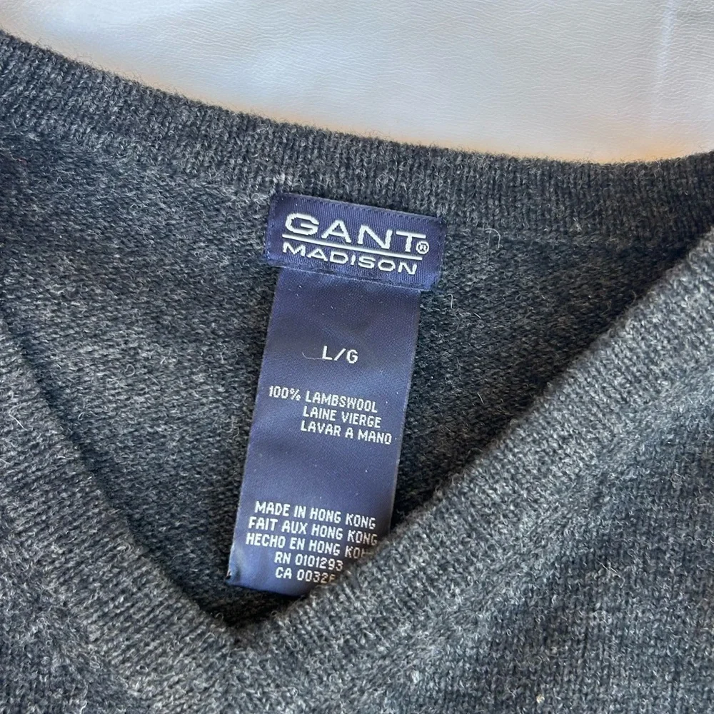Gant Men's V-Neck Sweater in Charcoal Gray